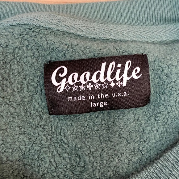 GOODLIFE Sweatshirt Mens Large Green Cotton Long Sleeve Crewneck Made in USA - Picture 3 of 9